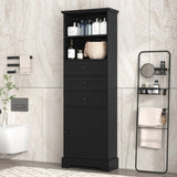 ZNTS Black Tall Storage Cabinet with 3 Drawers and Adjustable Shelves for Bathroom, Study, Office and WF323347AAB