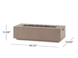 40" Outdoor 40,000 BTU Rectangular MgO Concrete Propane Fire Pit, Dark Grey 63492.00LGRY-40K
