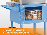 Popcorn Machine, 120V, 850W, 10oz, Blue, Stainless Steel & Glass, SingleDoor / With Cart 12421923