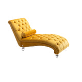 COOMORE Velvet Chaise Lounge Indoor,Button-Tufted Upholstered Chaise Lounge Chair with Pillow for W39538680