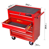 5 Drawer Tool Chest, Tool Storage Cabinet for Garage Storage with 4 Wheels and Locking System, RED W1102107319