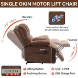23" Seat Width and High Back Large Size Chenille Power Lift Recliner Chair with 8-Point Vibration W1803P247681
