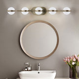 Modern Minimalist Bathroom Vanity Light, LED 5 Bulb Frosted Glass Shades, Wall Mounted Decorative W1340P143675
