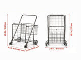 Heavy Duty Folding Grocery Cart, Jumbo Utility Cart with Double Baskets & 360&deg Wheels for 36918691