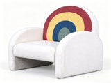 1pc Wooden Frame Armchair Kids Sofa, Rainbow Gradient Teddy Velvet 79752069