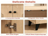 Closed Entryway Shoe Storage Cabinet, Natural Finish Engineered Wood Narrow Shoe Organizer Cabinet 58982031
