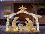 6ft Silver Roof 190LED Lights Nativity Scene Garden Jesus Decoration 74630382