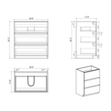 Alice-30F-105,Floor cabinet WITHOUT basin, Walnut color, With three drawers, Pre-assembled W1865107748