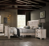 Imerland Contemporary White Wash Finish 3-Piece Bedroom Set-Sleigh Bed and Two Nightstands, Queen T2574P201972