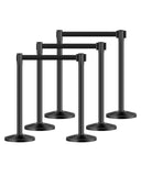 6 Pcs Crowd Control Stanchion Set ,with Retractable Belts, Black Stanchions Queue with Sand 23595160