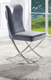 ZNTS Glam Gray Velvet 2pcs Side Chairs Button-Tufted Chrome Frame Upholstered Dining Chairs Furniture Set B011P208972