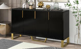 TREXM Modern sideboard with Four Doors, Metal handles & Legs and Adjustable Shelves Kitchen Cabinet WF295368AAB