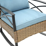 ZNTS 3pcs rocking rattan set wholesale leisure chair outdoor rattan rocking chair set grey W640134153