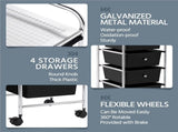 4 Drawers Metal Frame Storage Cart Rolling Bin Trolley, Black 95274103