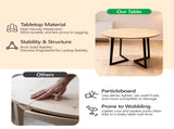 35.43 Inch Half Split Round Dining Table for 4-5 People, Industrial V-Shaped Bend Metal Legs Space 71727497