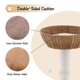 Handwoven Cat Tree Tower - Natural Material Cat Condo with Nest Basket Bed, Cotton Scratching Post, 21946078