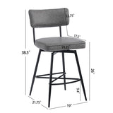 26''Retro Swivel Counter Stools Set of 2,Grey Counter Stools with iron Frame,PU Sponge N780P199991G