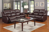 Comfortable Double Reclining Sofa 1pc Brown Color Bonded Leather Match Solid Wood Plywood Frame B01166579