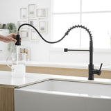 Kitchen Faucet with Pull Down Sprayer Black Stainless Steel Single Handle Pull Out Spring Sink W1932P224868