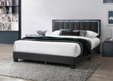 ZNTS 1pc Queen Size Bed Charcoal Wool Fabric Channel Tufting w LED Full Upholstered Bedframe Bedroom Bed B011P238968