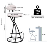 Round Print Bar Stools Set of 2 Black Metal Upholstered Chairs for Kitchen Island & Dining Rooms W1757P268901