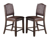 ZNTS Classic Design Rustic Espresso Finish Faux Leather Set of 2pc High Chairs Dining Room Furniture B011P160104