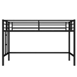 Twin Size Metal Loft Bed, Loft Bed with Easy Climbing Ladder and Guardrails for Kids, Black 13086295