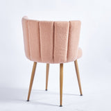 Modern beige dining chair with iron tube wood color legs, shorthair cushions and W23461124