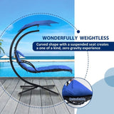 ZNTS Hanging Chaise Lounger with Removable Canopy, Outdoor Swing Chair with Built-in Pillow, Hanging W2505P151712