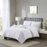 King/Cal King 4 Piece Cotton Seersucker Duvet Cover Set B035129171