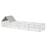 ZNTS 26'Lx6.7'Wx6.6' ft Large Metal Chicken Coop, Walk-in Chicken Run, Galvanized Wire Poultry Chicken W2505P197224