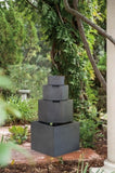 ZNTS 19.7x19.7x41.7" Gray Cement 4 Tier Block Water Fountain Outdoor W2078P178867