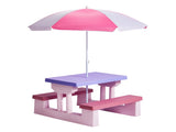 Kids Outdoor Table and Chair Sets with Removable Umbrella, Kids Picnic Table for Backyard Garden 09697987