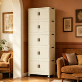 5 Tier Large Foldable Storage Cabinet with Wheels,Stackable Organizer Box for Kitchen Bathroom 81203036