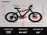 S20101 20 Inch Kids' Bike, Boys Girls Mountain Bike Ages 8-12, 7 Speed Teenager Children Kids' W2563P165474