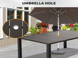 Outdoor Dining Table for 6 Person, Rectangular Slatted Metal Patio Table for Deck Garden Lawn W1859P359856