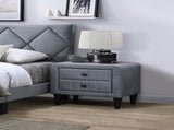 Grey Color Velvet Gorgeous 1pc Nightstand Bedside Table 2x Drawers Bedroom Furniture Sleek Design B011P190167