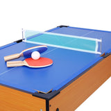 ZNTS 5-in-1 Multi-Game Table - Billiards, Push Hockey, Foosball, Ping Pong, and Basketball brown /blue W465P164156