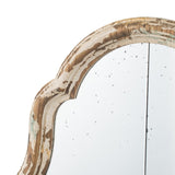 22" x 48" Large Cream & Gold Framed Wall Mirror, Wood Arched Mirror with Decorative Window Look for W2078P155651