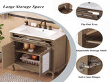 30" Antique Pattern Bathroom Vanity with Rectangle Ceramic Sink, Bathroom Vanity Cabinet with N817P245319L