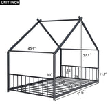 Twin Size Metal House Bed, Black MF305886AAB