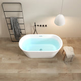 59" Acrylic Freestanding Bathtub, Modern & Contemporary Design Soaking Tub with Toe-tap Drain in W2568P166062
