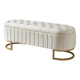 ZNTS Elegant Upholstered Velvet Storage Ottoman with Button-Tufted,Storage Bench with Metal Legs for N733P208522A