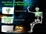 5.5ft Life-Size Pre-Lit Halloween Skeleton - Built-In Green LED Lights , Fully Poseable 34901388