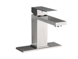 Bathroom Faucet Single Hole, Single Handle Stainless Steel Faucet for Bathroom Sink with Deckplate W1224P195900