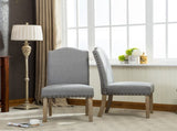 Mod Urban Style Solid Wood Nailhead Grey Fabric Padded Parson Chair, Set of 2 T2574P164550