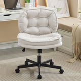 ZNTS Armless-Office Desk Chair with Wheels: PU Leather Cross Legged Wide Chair,Comfortable Adjustable 71405818