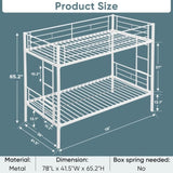 ZNTS Twin Over Twin Metal Bunk Bed,Metal Structure Bedframe with Safety Guardrails and 2 W1916115251