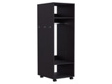Armoire 63"H, with 3 Shelves, 1 Mirror, and 4 Wheels, Black B097P250843
