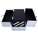 ZNTS SM-2176 Aluminum Makeup Train Case Jewelry Box Cosmetic Organizer with Mirror 9"x6"x6" Silver 05418459